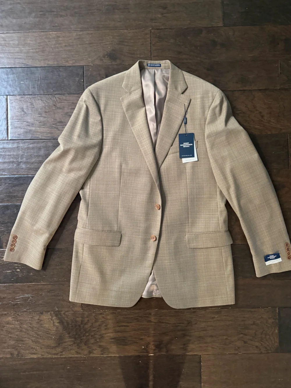 Hart Schaffner Marx Tan Sport Coat - Subtle Check 44L NWT Wool Lightweight